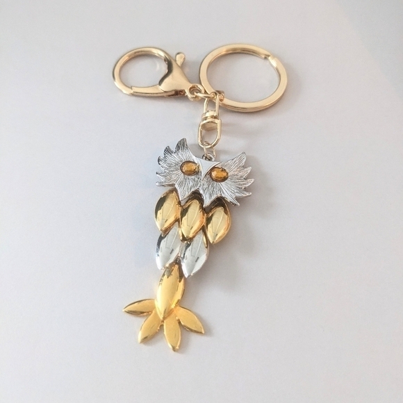 OWL Keychain |  Handcrafted | Made with New and Preloved Repurposed Jewelry - Picture 3 of 7